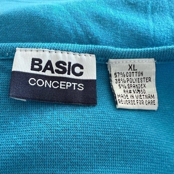 Women's Basic Concepts Vintage Blue Crew Short Sleeve Shirt, Size XL - Picture 6 of 6